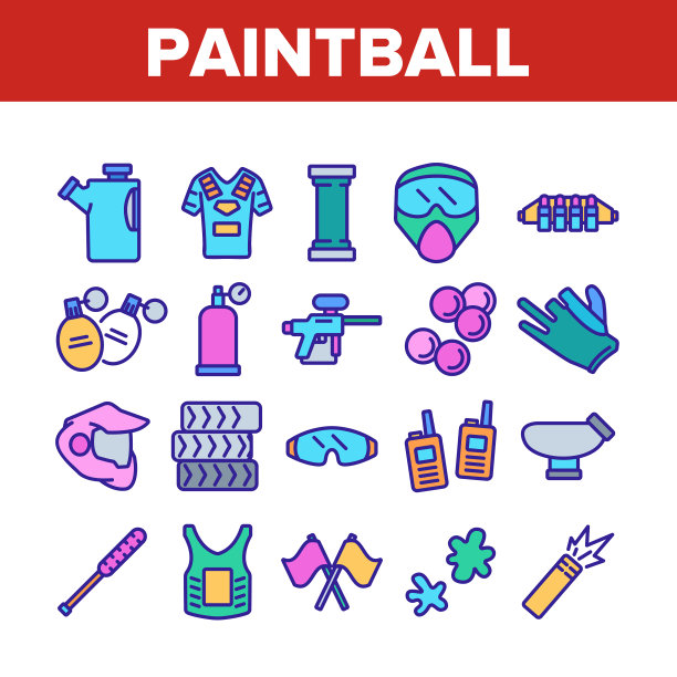 彩弹球游戏工具收集图标集图片下载