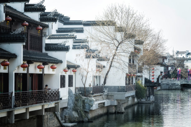 南京秦淮河沿岸古建筑景观图片下载