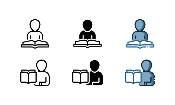 教育图标代表一个人读一本书图片下载