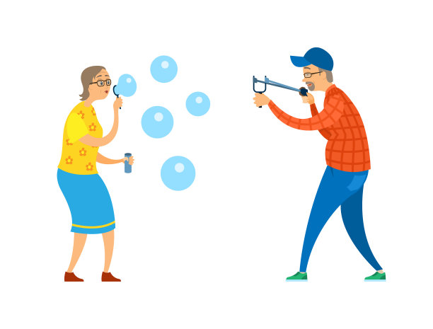 养老金与弹射器和肥皂泡向量图片下载