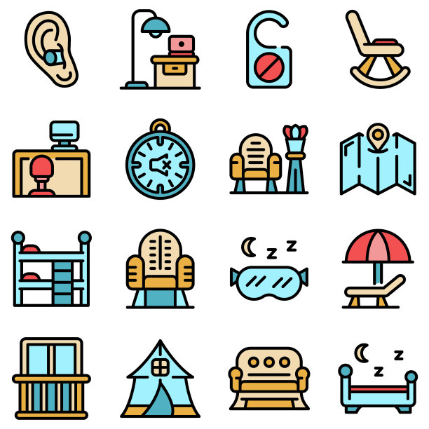 安静空间图标将矢量设置为平面图片下载