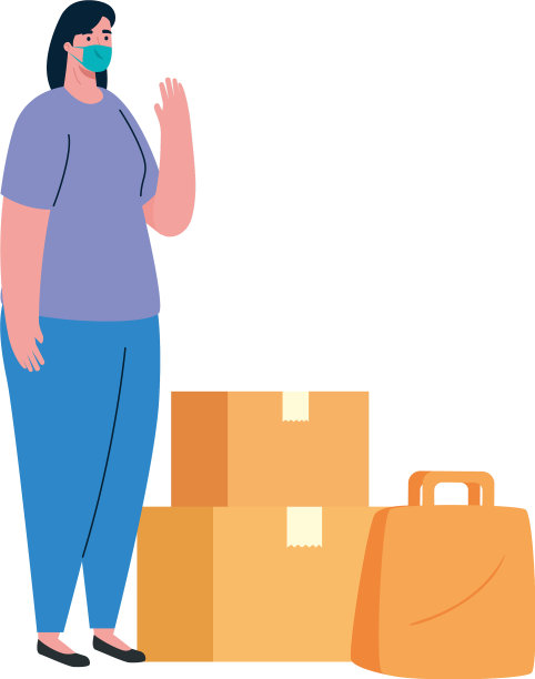 女客户，送口罩的箱子和袋子图片下载