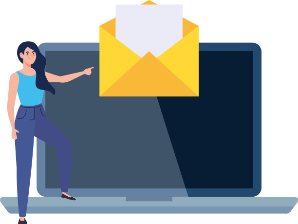 信封信息在笔记本电脑和女人的化身上图片下载