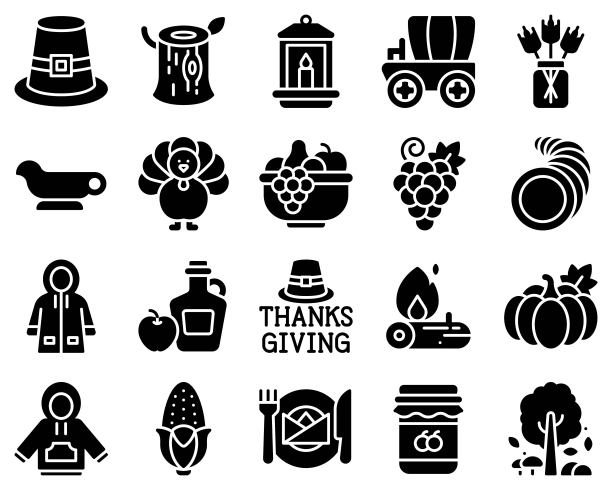 感恩节相关的固体矢量图标集1图片下载