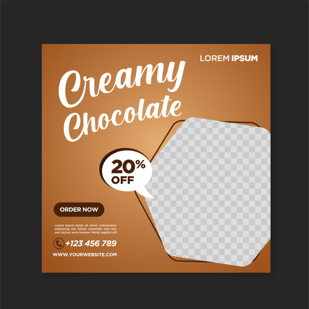 新鲜咖啡巧克力饮料社交媒体横幅帖子模板图片下载