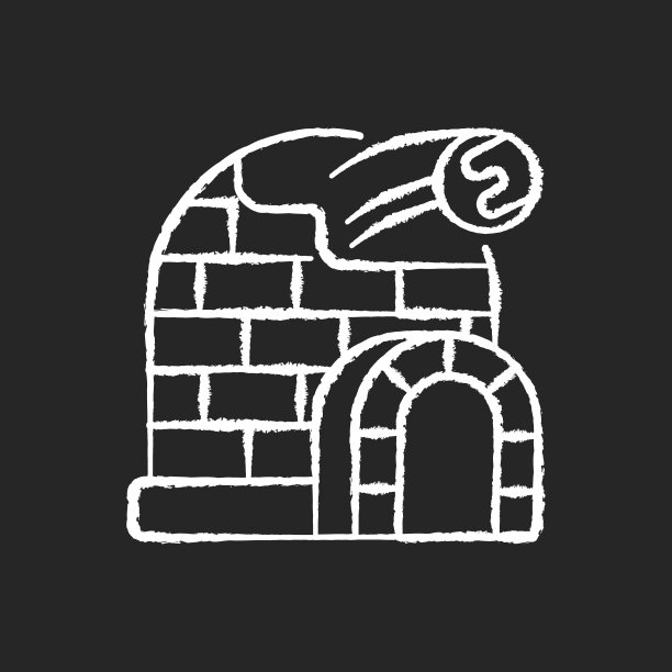 雪堡粉笔白色图标在黑色背景图片下载