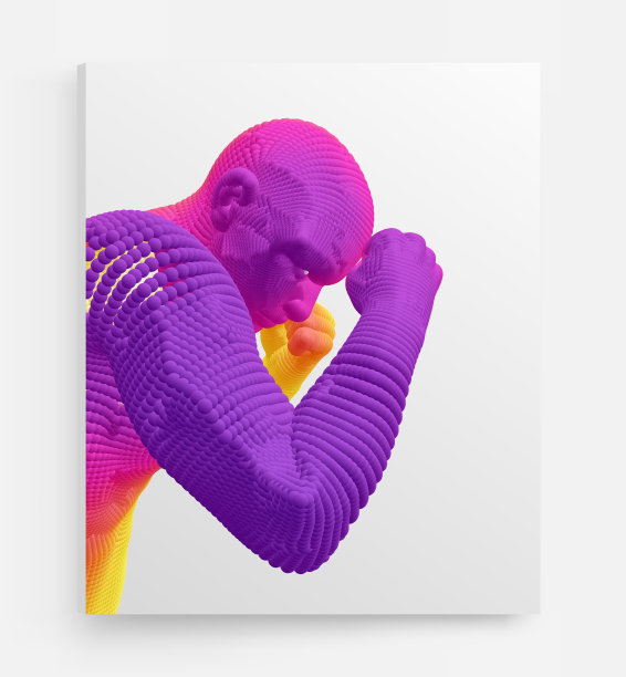 拳击手。战斗的人。运动的象征。由粒子组成的矢量插图。图片下载