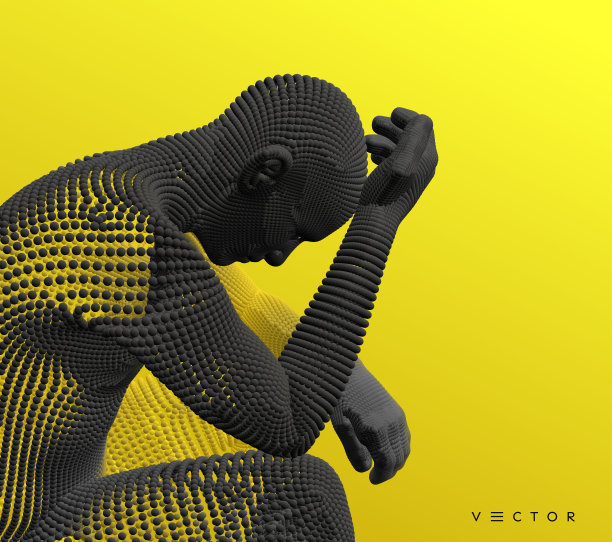 人的思考。人工智能的概念。数字技术背景。矢量插图。图片下载