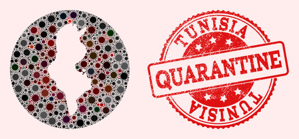 冠状病毒模板圆地图突尼斯马赛克图片下载