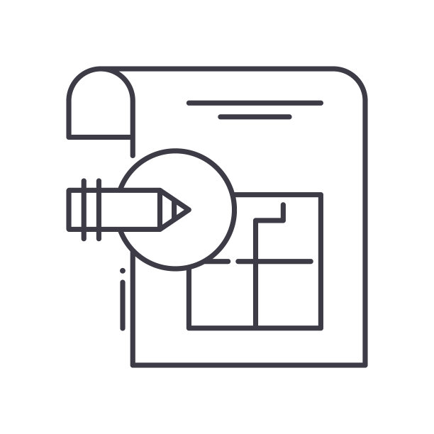 蓝图图标，线性孤立的插图，细线矢量，网页设计标志，大纲概念符号与可编辑的笔触在白色的背景。图片下载