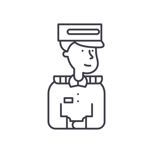 行李员图标，线性孤立的插图，细线矢量，网页设计标志，轮廓概念符号与可编辑的笔触在白色的背景。图片下载