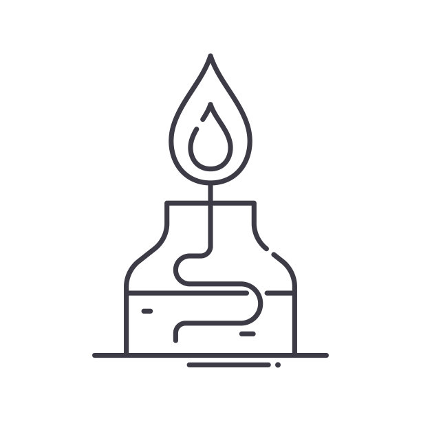 燃烧器图标，线性孤立的插图，细线矢量，网页设计标志，轮廓概念符号与可编辑的笔画在白色的背景。图片下载