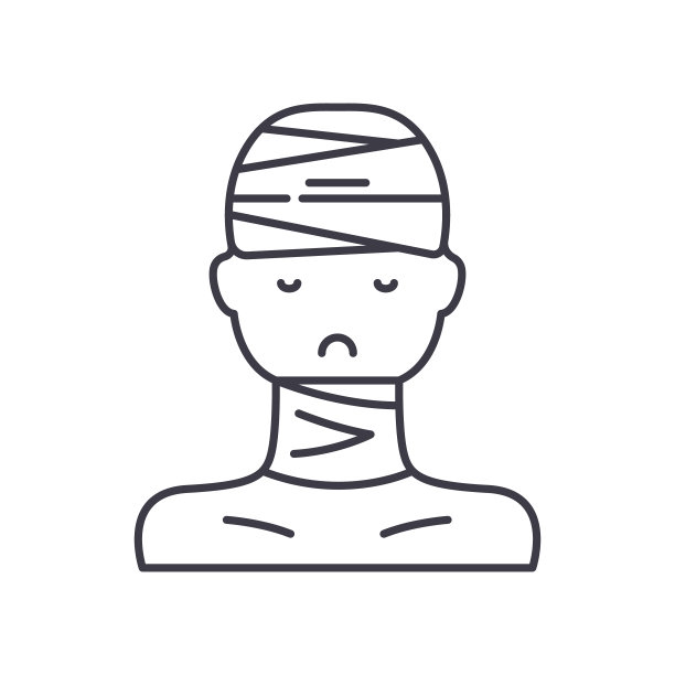 被伤害的图标，线性孤立的插图，细线矢量，网页设计标志，轮廓概念符号与可编辑的笔触在白色的背景。图片下载