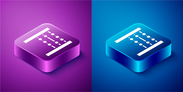 等距算盘图标孤立在蓝色和紫色图片下载