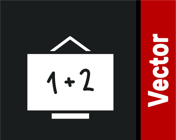 白色黑板图标孤立在黑色背景图片下载