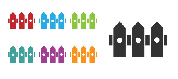 黑色花园栅栏木制图标孤立在白色图片下载