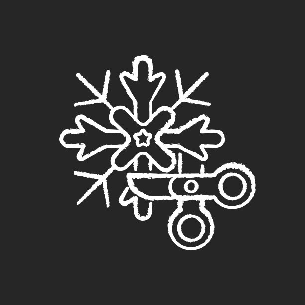 DIY雪花粉笔白色图标上的黑色背景图片下载