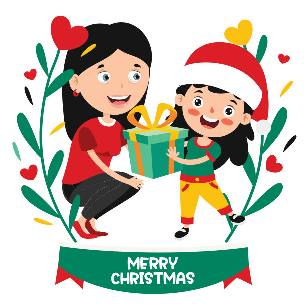 卡通人物的圣诞问候图片下载