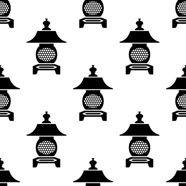 白色背景上的亚洲传统灯笼剪影图片下载