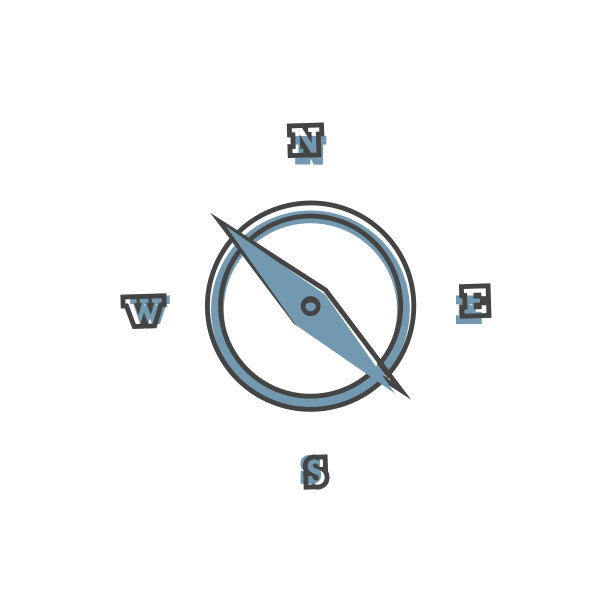 罗盘的矢量图标。在白色孤立的背景上确定世界卡通风格的侧面的罗盘符号的插图。图片下载