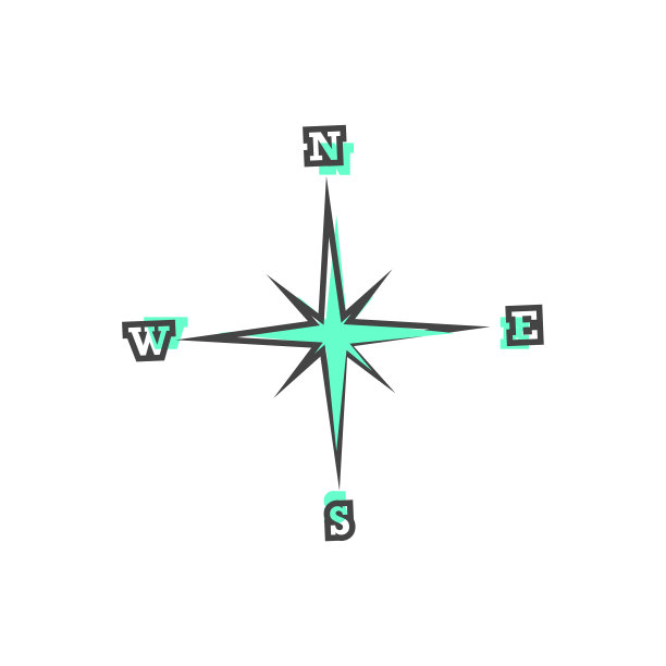 指南针的矢量图标。在白色孤立背景上用于确定世界卡通风格的侧面的罗盘符号的说明。图片下载