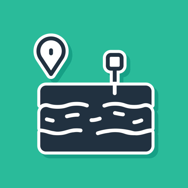 蓝色破碎的道路图标孤立在绿色背景。向量图片下载