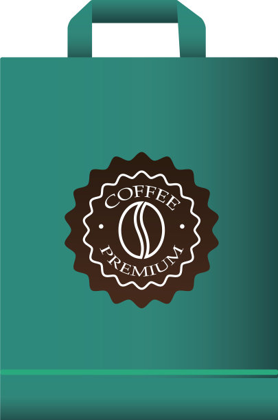 咖啡店优雅的绿色购物袋图片下载