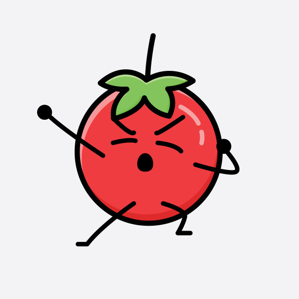 可爱的红番茄吉祥物人物在平面设计图片下载