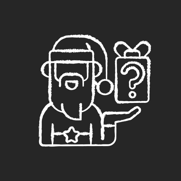 秘密圣诞老人粉笔白色图标上的黑色背景图片下载