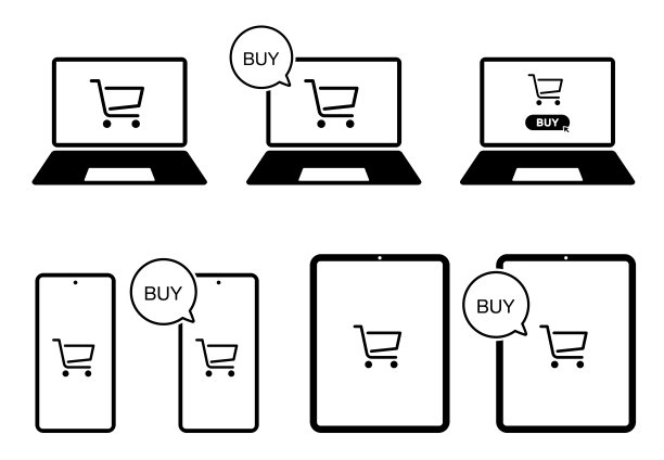 网上购物与设备图标设置图片下载