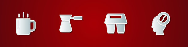 Set Coffee cup, turk, to go and Barista icon。向量图片下载