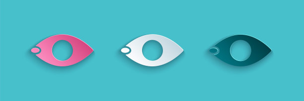 剪纸盲图标孤立在蓝色背景。盲目的迹象。纸艺术风格。向量图片下载