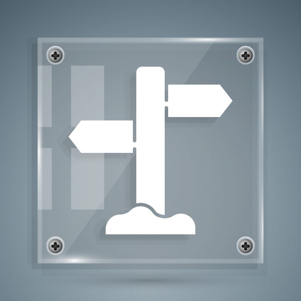 白色道路交通标志。路标图标孤立在灰色背景上。指针的象征。街道信息标志。方向的信号。方形玻璃面板。向量图片下载