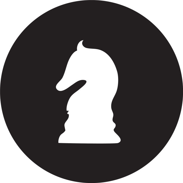 黑象棋骑士马剪影标志设计图片下载