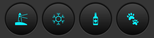 设置灯塔，雪花，啤酒瓶和爪印图标。向量图片下载