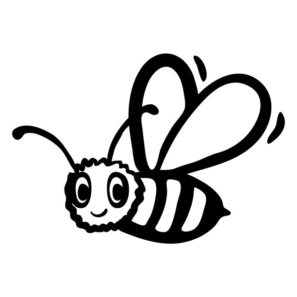 一只蜜蜂的手绘剪影图片下载