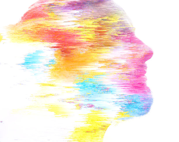 肖像结合数字插图图片下载