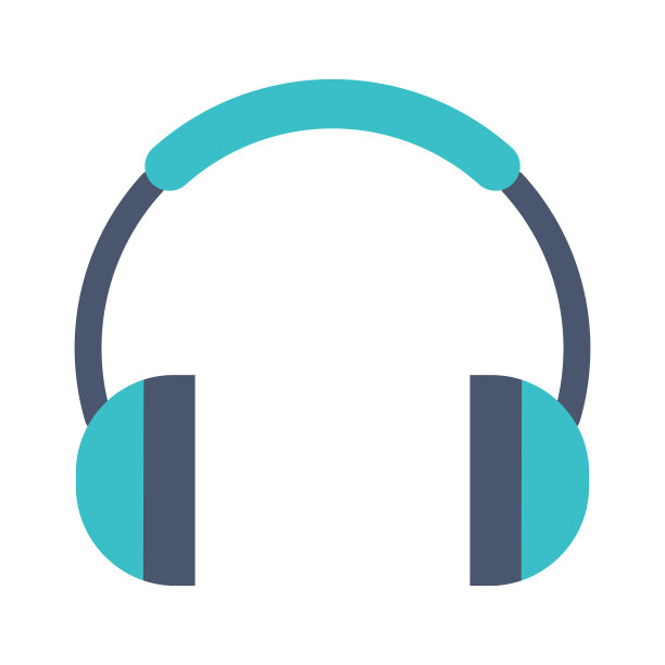 耳机图标在平面风格立体声耳机标志图片下载