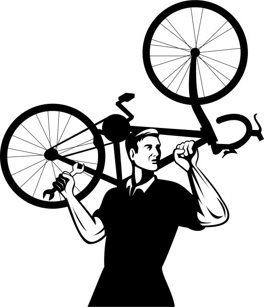 自行车修理工把自行车扛在肩上图片下载