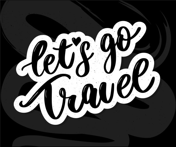 旅行集图标手写字母标签图片下载