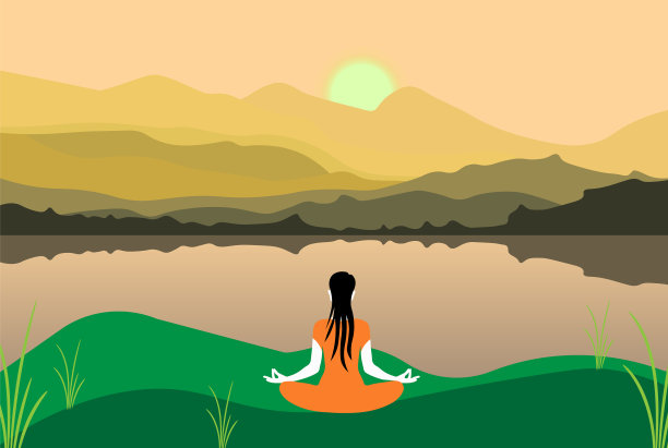 坐在湖边的女人图片下载