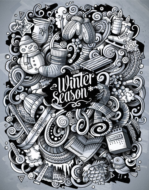 卡通涂鸦冬季色调图片下载