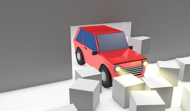 的车。汽车撞到墙上图片下载