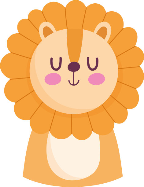 可爱的狮子小动物卡通孤立设计图片下载