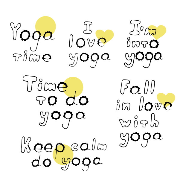 关于瑜伽的字母短语，矢量插图，手绘图片下载