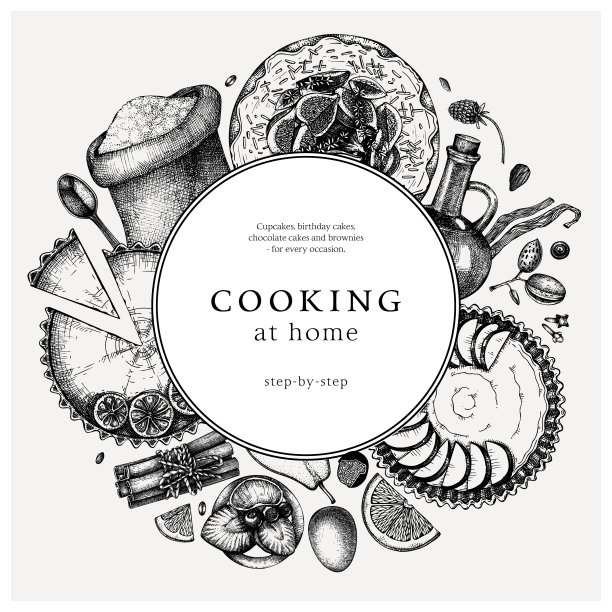 蛋糕烹饪工艺背景在复古风格图片下载
