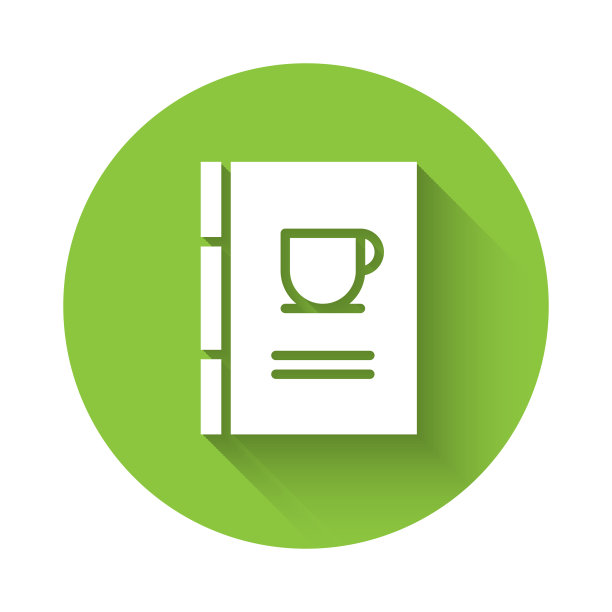 白色的咖啡书图标孤立与长影子图片下载