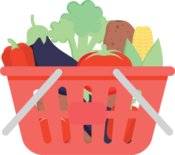 购物篮与蔬菜的详细风格图片下载