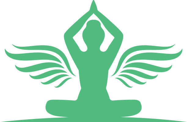 冥想人用翅膀的标志模板图标图片下载