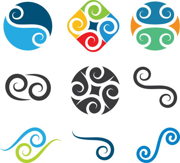 漩涡标志图标波浪和螺旋图片下载